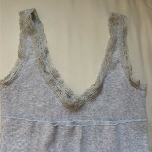 brandy melville john halt lace trim tank top grey